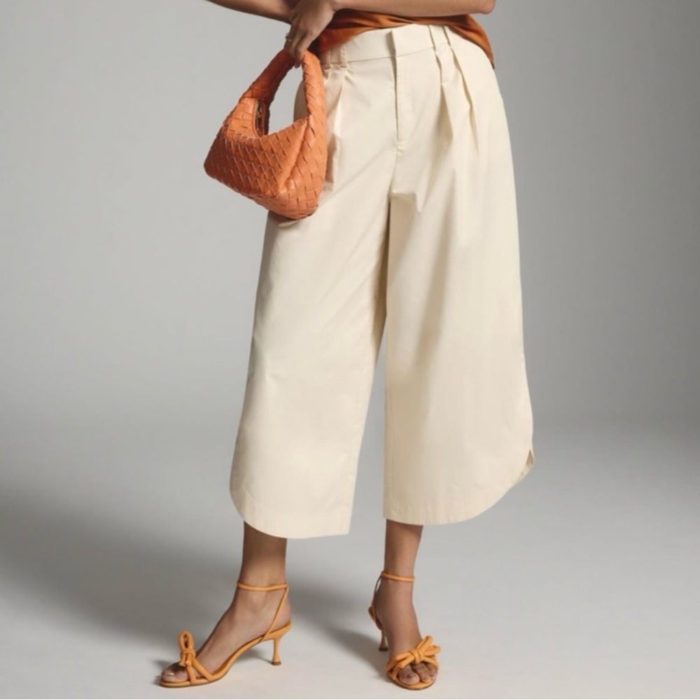 ANTHRO X MARE MARE XL light sand boho wide leg crop pants with high waist